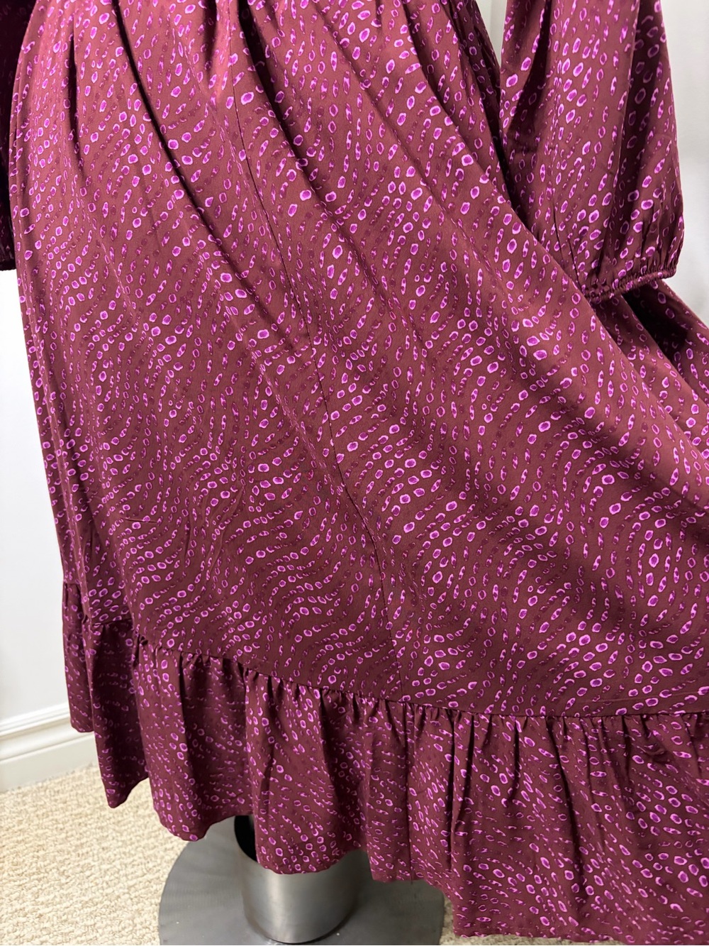 Penn. Penningtons Burgundy Abstract Print Tie Waist Midi Dress - Size 1X - Picture 9 of 14
